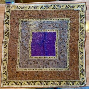 Oscar de la Renta Gold and Purple Silk Scarf